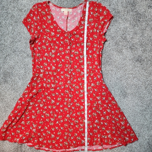 Band of Gypsies Floral Button Up Tie Back Skater Dress Cap Sleeve Pockets Medium - Picture 5 of 11